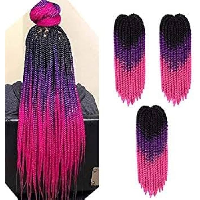 DILLARDS Synthetic Fiber Ombre Jumbo Braid Hair Extensions - 24In, 2 Bundle, Black, Purple, Fuchsia - Image 4